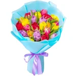 Букет из 25 тюльпанов яркий микс