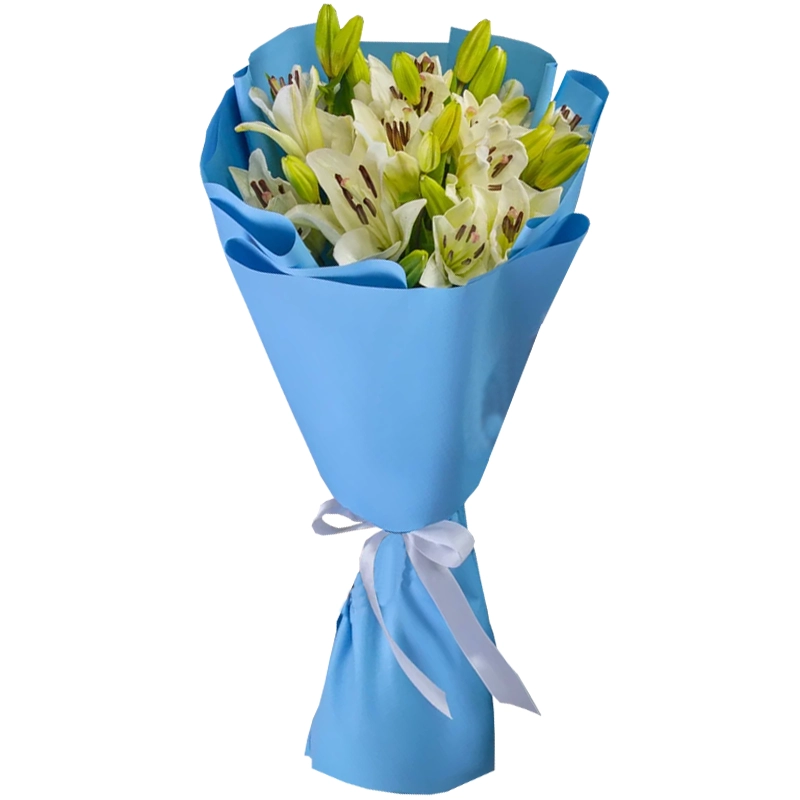 Букет из 5 белых лилий