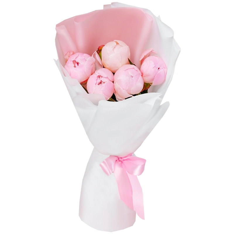 Букет из 5 нежно розовых пионов